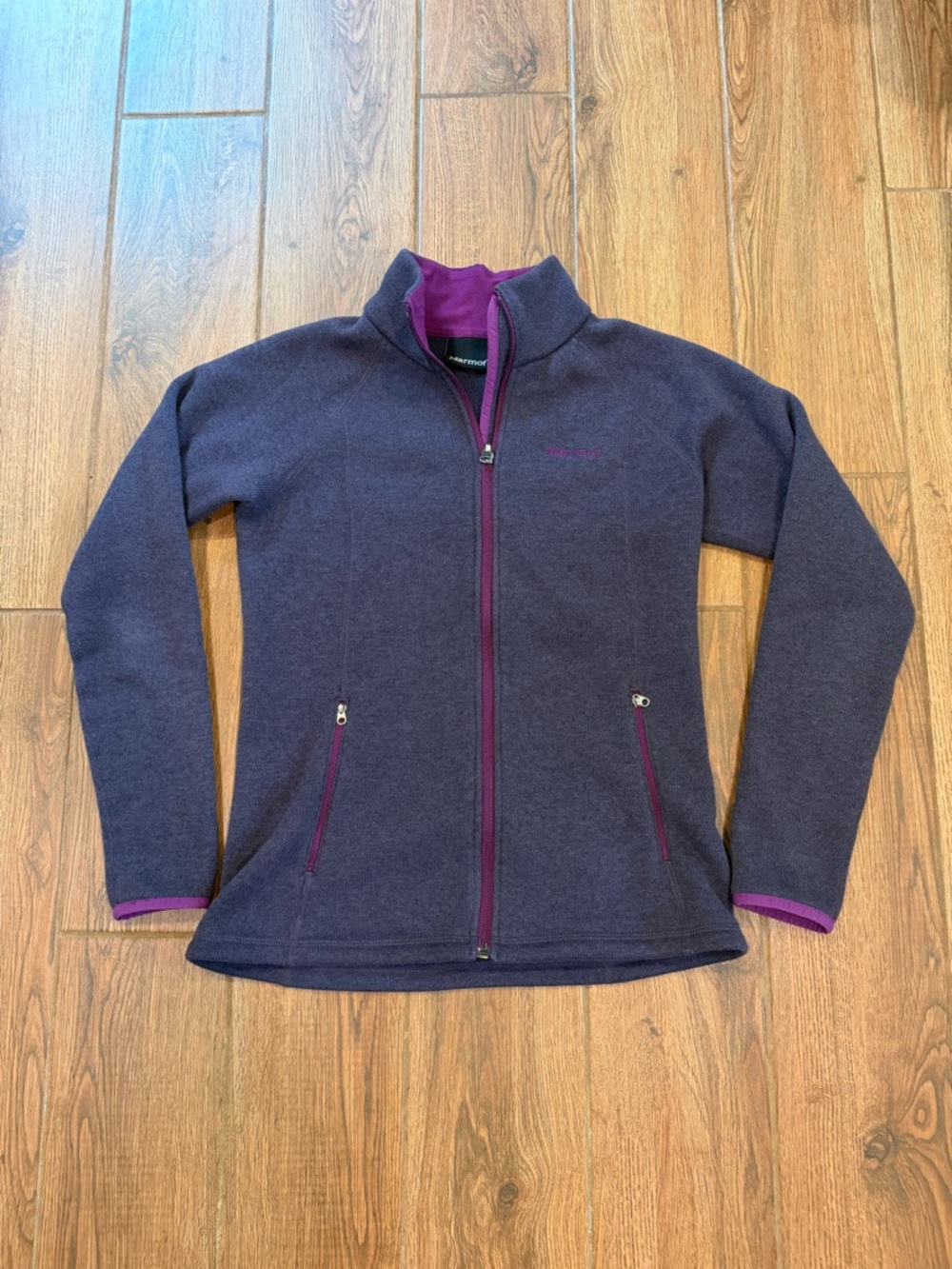 Marmot Women’s Full Zip Fleece Jacket Purple Pockets Size S